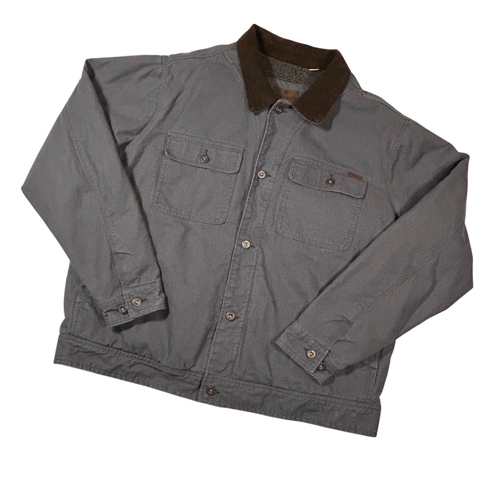 Woolrich Mens Sherpa Lined Canvas Trucker Jacket Grey XXL EEG‎ Corduroy Collar